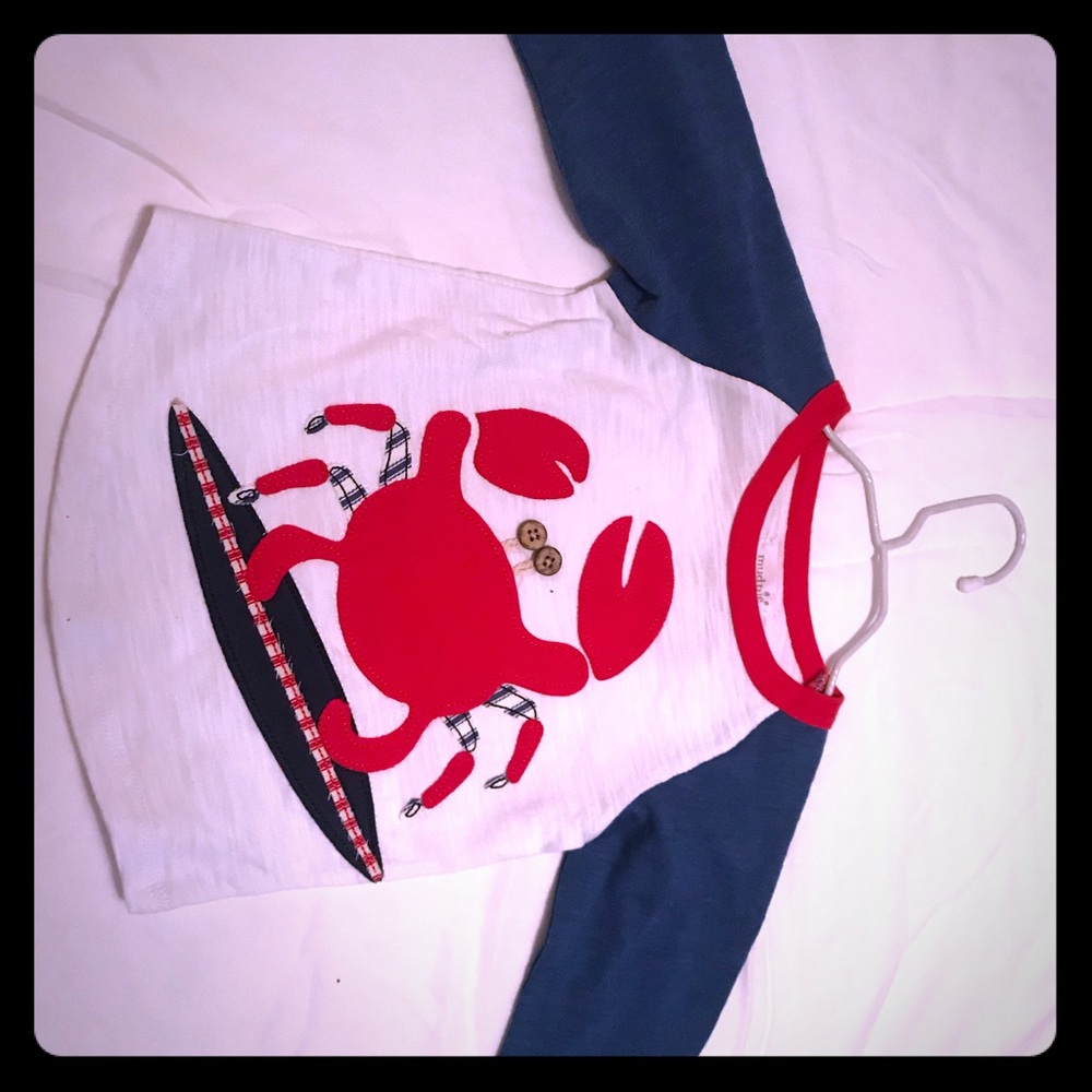 Boys crab surfing shirt! NWT! Mud pie!
